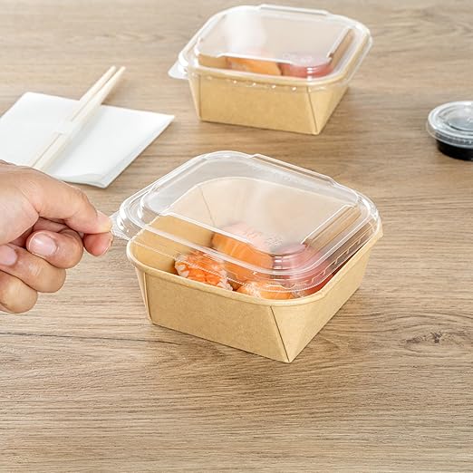 Restaurantware LIDS ONLY: Matsuri Vision 5.4 x 5.4 x 0.7 Inch Lids For Sushi Containers 100 Airtight Lids - Containers Sold Separately No-Fog Design Clear Plastic Lids For Sushi Boxes