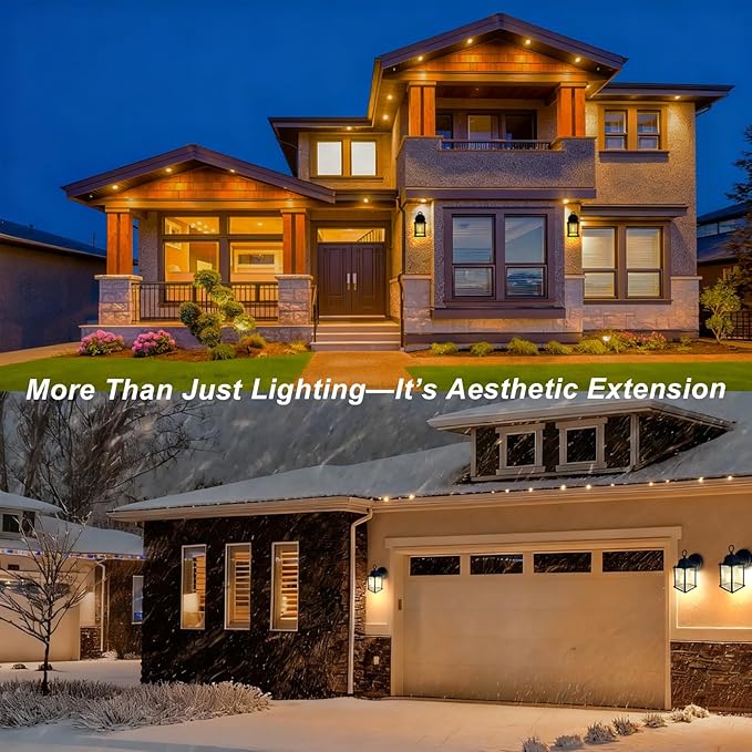 Outdoor Light Fixture Matte Black Front Porch Lamps with Glass Shades 8.7IN Exterior Waterproof Wall Mount Lantern with E26 Sockets Outside Lights for House Garage Doorway Patio 2Pack