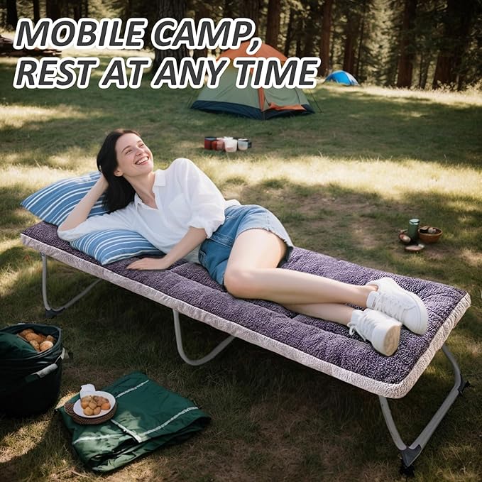 Thick Camping Sleeping Pad - Lamb Fluff Camping Cot Pads for Adult Soft Sleeping Mat Non-Slip Camping Mattress Pad for Car Tent