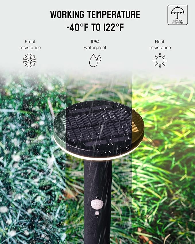 Yoolax Solar Pathway Lights Outdoor Motion Sensor Landscape Lights 2 Pack Waterproof Dusk to Dawn Path Lights for Garden Patio Yard Driveway (Black)