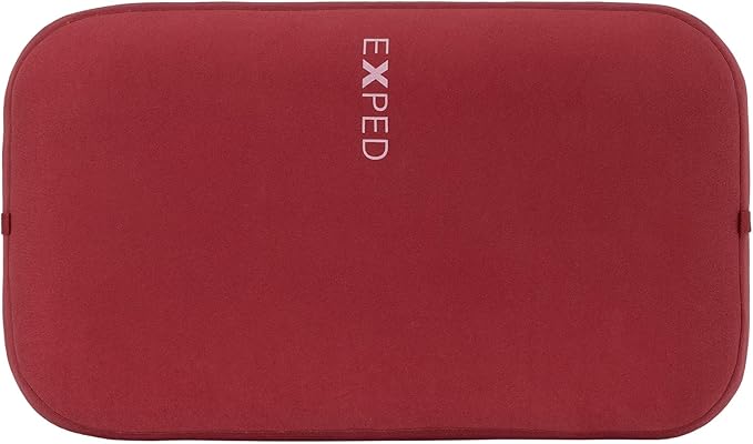 Exped Mega Pillow - Lightweight Inflatable Camping Pillow with Washable Cover &amp Adjustable Comfort for Neck Support in Backpacking &amp Van Adventures (52 x 32 x 12cm) Burgundy
