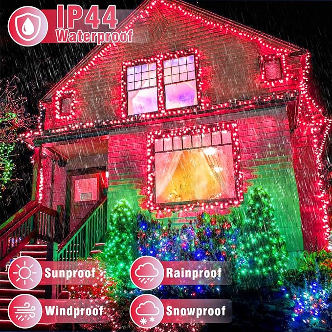100FT 300 LED Outdoor String Lights Plug in Red Christmas Lights Indoor Waterproof with 8 Modes Connectable Twinkle Fairy Lights Clear Wire for Indoor Bedroom Home Patio Yard Wedding Decorations