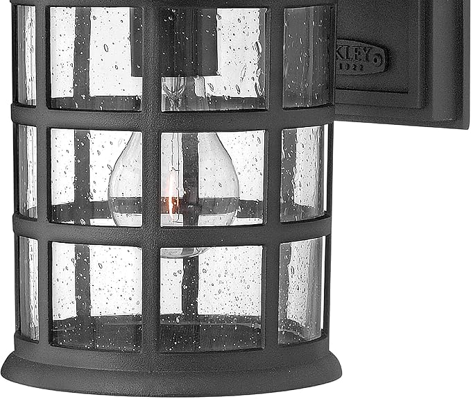 Hinkley Freeport Small Outdoor Wall Mount Lantern New England Design Cast Aluminum Clear Seedy Glass Black