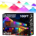 Permanent Outdoor Lights 100ft Smart Eave Lights with RGB LED Light IP67 Waterproof App Control DIY RGB Light for House Halloween Decorations