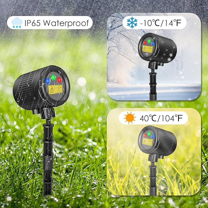 Laser Lights Outdoor 3 Color RGB Laser Projector Lights Outdoor Waterproof Holiday Laser Light Projector Outdoor Indoor for Home Yard Garden Decoration