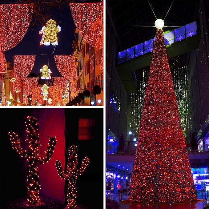 Solar Christmas String Lights Outdoor Waterproof 2PK 500LED 180FT Twinkle Lights IP65 Waterproof Solar Powered LED Fairy Light with 8 Modes for Christmas Tree Wedding Garden Decoration Red &amp Whi