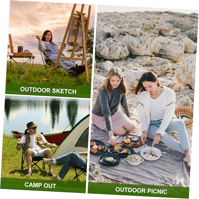 Happyyami Folding Chairs for Outside Multi-use Compact Camping Chair Table Portable Folding Stool Outdoor