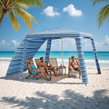 Beach Cabana-6.6x6.6’Beach Canopy with Side WallPortable Umbrella Tent with Sand Pockets for Family &amp FriendsEasy Up Beach Sun Shelter for Outdoor PatiosBackyardsand CampingStripe