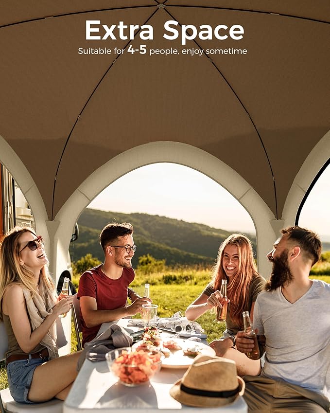 Screen Pop Up House Room Tent Canopy Sun Shade Shelter for Patio Backyard Deck &amp Outdoor Activities Portable Gazebo Not Waterproof 10'x10' Brown