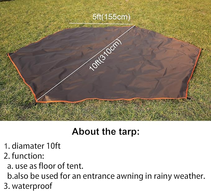 WINTENT 4 Season Waterproof Teepee Tent Yurt with Stove Jack for Adult Camping Hiking Height 7.8FT/240CM