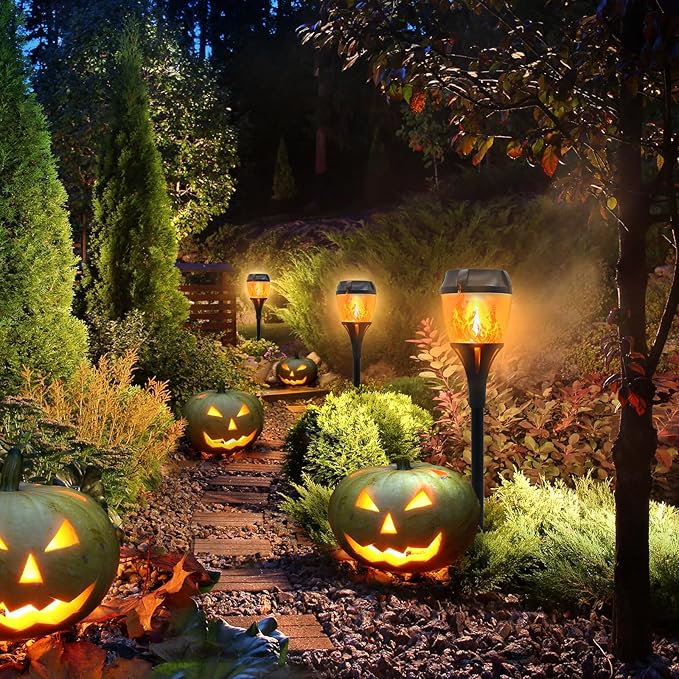 Swingers Solar Lights OutdoorSolar Torch Lights with Flickering FlameWaterproof Outdoor Garden Light for ChristmasGarden Landscape Path Yard Patio (8 Black)