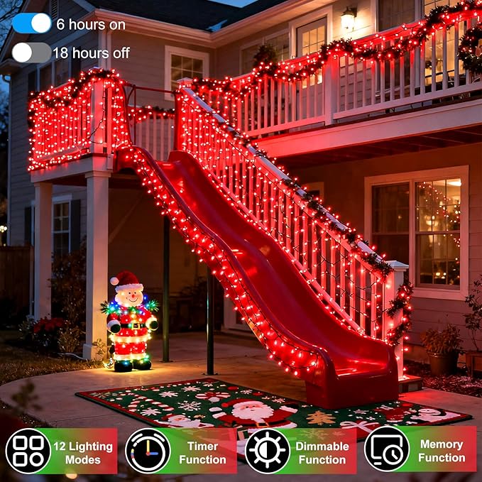 750 LED 240FT Red Valentine Lights 12 Pro Modes and Timer Memory &amp Dimmable Plug in Clear Wire Indoor Valentine Room Light for for Xmas Bedroom Yard Tree Wedding Party Waterproof Decor