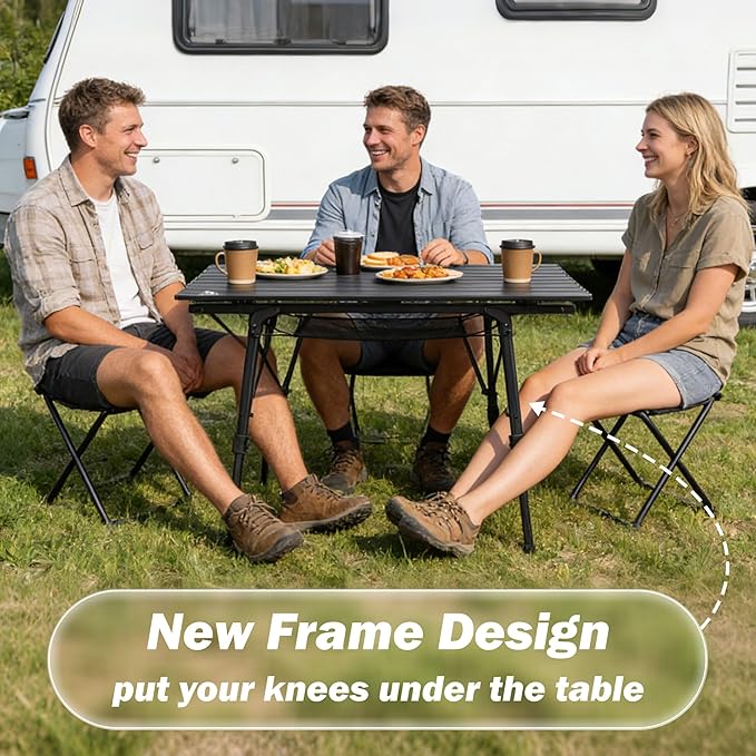 Portable Camping Table with Adjustable Hight Legs Lightweight Aluminum Folding Beach Table with Mesh NetCarrying Bag for Outdoor Cooking Picnic Beach Backyards BBQ and Party
