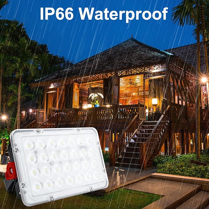 2 Pack 50W Led Outdoor Flood Light Exterior Flood Lights Led Stadium Lights Plug in Flood Light with 59 Inch Line for Yard Playground LawnGardenGaragesBasketball Court Stadium