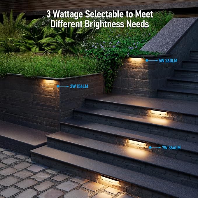 LEONLITE 8-Pack 12 Inch LED Hardscape Lighting Update Retaining Wall Lights LED Landscape Lighting 12-24V AC/DC Paver Light Low Voltage 3W/5W/7W Dimmable Outdoor Step Lights 2700K Soft White ETL