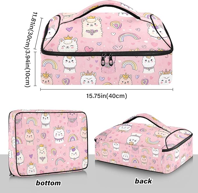 Casserole Carrier Alpaca PatternInsulated Casserole Carrier for Hot or Cold Food Thermal Lunch Tote for Potluck Parties Picnic Beach Fits 9 x 13 Inches Baking Dish