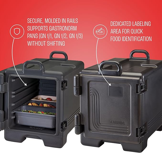 Cambro Insulated Food Pan Carrier - Hotbox and Food Warmer for Catering &amp Transport - Front Load UPC300 Series (Black)
