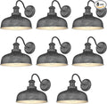 Outdoor Gooseneck Barn Light Outside Wall Sconce Weather Resistant Anti-Rust Farmhouse Exterior Wall Lantern for Porch Garage Patio Entryway (Antique Black 8 Pack)