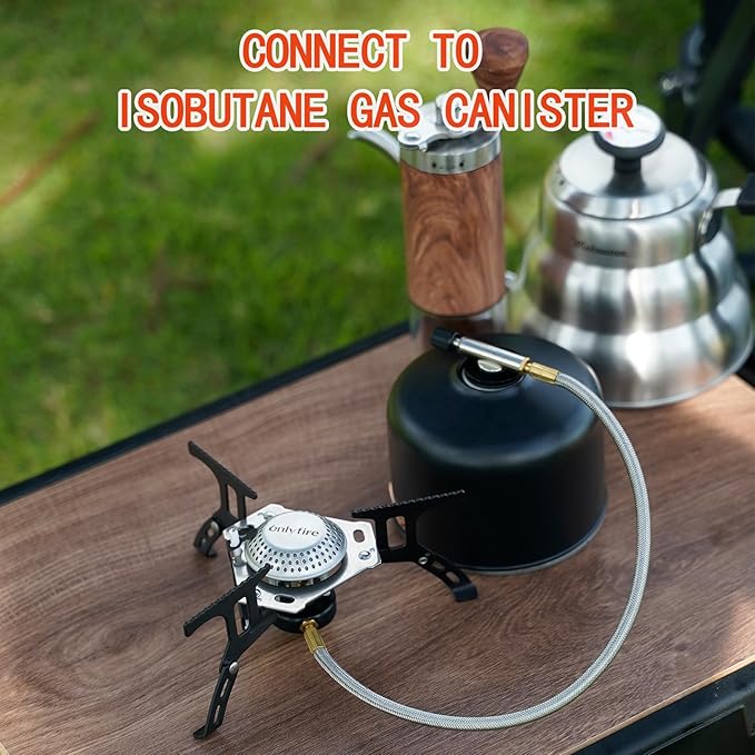 ONLYFIRE Portable Camping Gas Stove Backpacking Camp Stove with Piezo Ignition 1LB Propane Adapter Mini Camp Stove with Carry Bag for Outdoor Cooking Picnic Camping and Hiking GS333