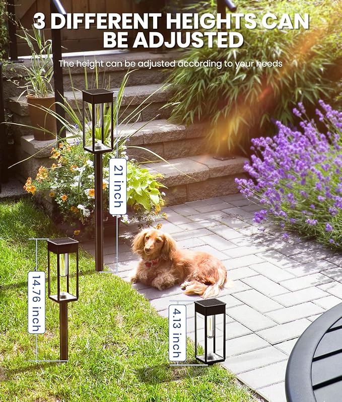 8 Pack Bright Solar Pathway Lights IP65 Waterproof Outdoor Garden Path Lights Solar Powered for Yard Lawn Walkway Driveway Landscape Lighting (Cool White)