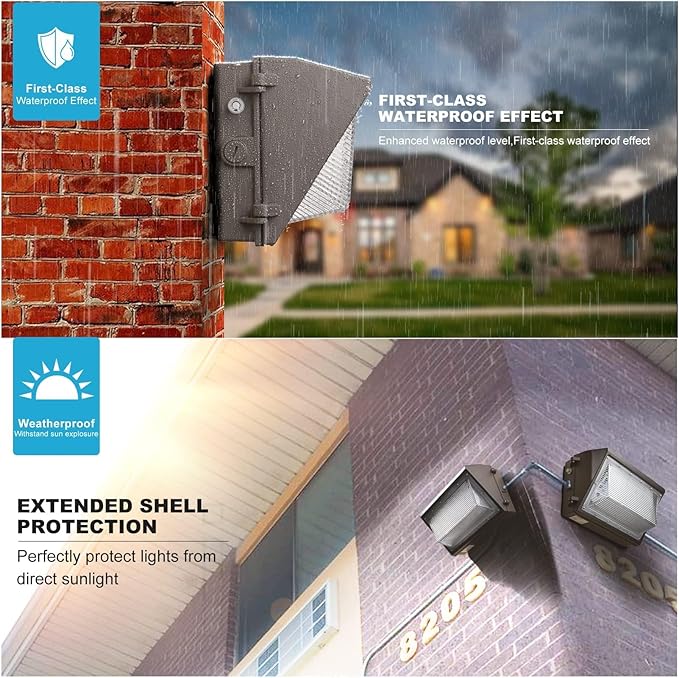 Lightdot 8Pack 70W LED Wall Pack Lights 100-277v Off Dusk to Dawn Photocell 10500Lm(150Lm/W) 5000K IP65 Outdoor Exterior Lighting for GarageWarehouseYardBuildingFactoryETL