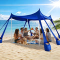 Beach Tent Sun Shelter UPF 50+10x10 FT Beach Canopy Tent Sun ShadePop Up Beach Canopy with 8 SandbagsOutdoor Beach Shade for Camping Trips Fishing Backyard Fun Picnics (Navy Blue)