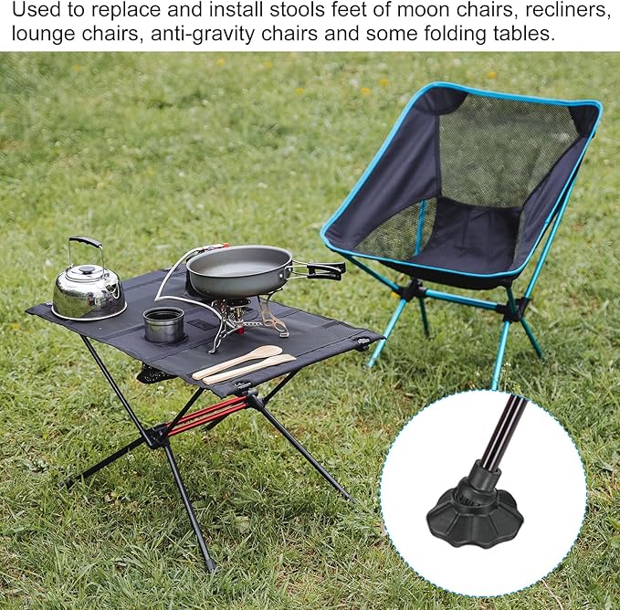 PATIKIL 0.59 Inch Chair Foot Cover 8 Pack Non-Slip Camping Chair Legs Cap Replacement Folding Chair Table Leg Pads Floor Protectors Stability on Rugged Fit for 0.59(15mm) Legs Black