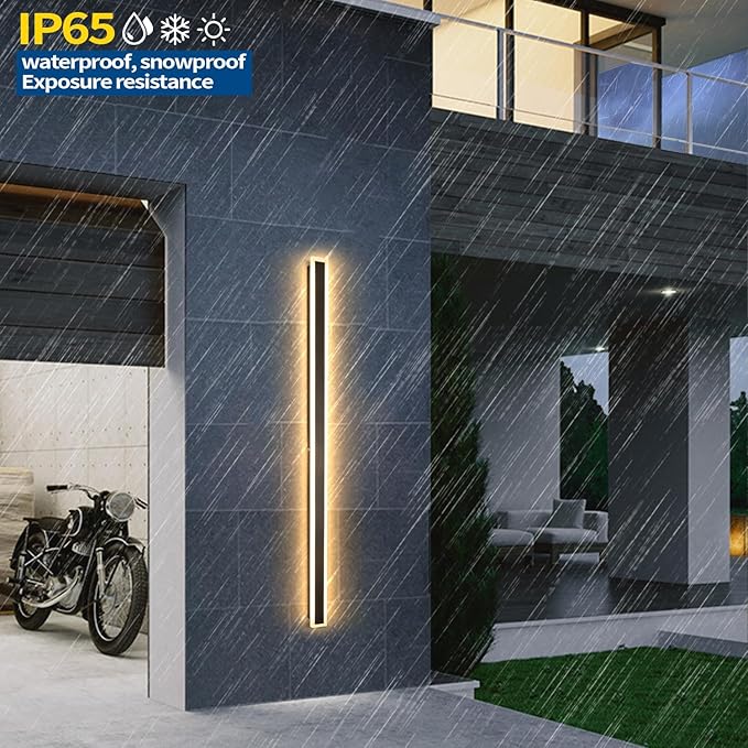 79 Inch Modern Outdoor Wall Light IP65 Waterproof Exterior Wall Sconce 3000K LED House Lights Exterior Wall Lighting Anti-Rust Linear Long Outdoor Light
