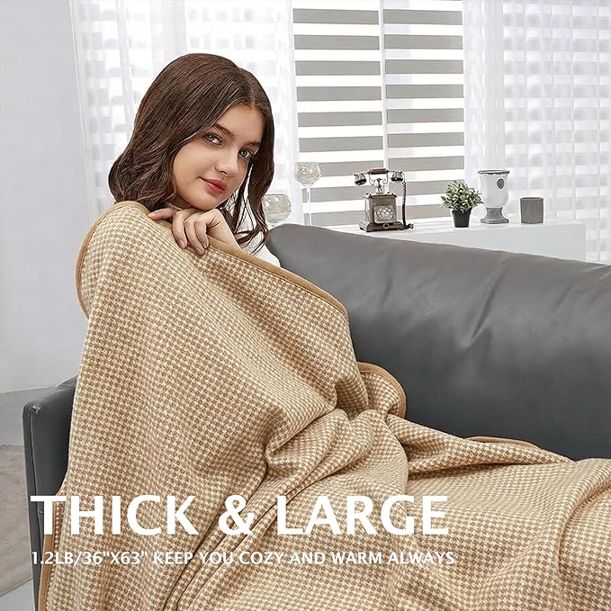 PuTian Merino Wool Camp Blanket - 36 x 63 Great for Bed Couch Camping Outdoors Travel Emergency -Large Warm Soft Washable Wool Throw