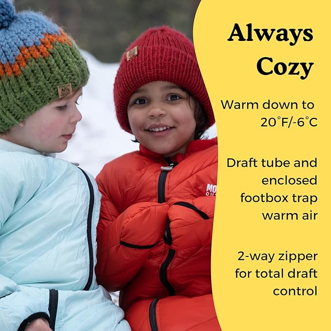 Big Mo 20 Kids Sleeping Bag (Ages 18-36mo) The Warmest 100% Down Camping Sleeping Bag for Kids Age 18-36 Months Old.