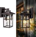 Outdoor Wall Light Fixture HWH 12.4 Inch Outdoor Light for House with Water Ripple Glass Exterior Lighting Fixture in Oil-Rubbed Bronze Finish 5HX62B ORB SW