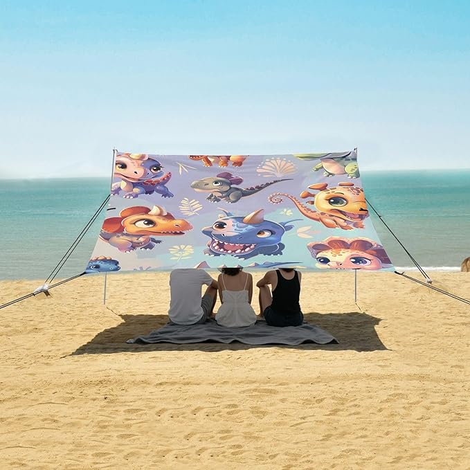 Beach Tent Sun Shelter Mini Dinosaurs Lightweight &amp Easy Setup Beach Shade Canopy for Camping Fishing