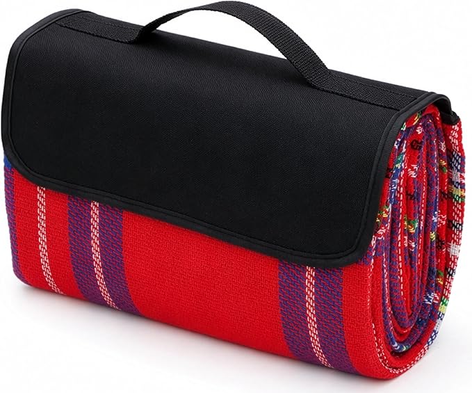 scuddles Extra Large Picnic Blanket – 59 x 53 Waterproof &amp Sandproof Outdoor Mat with Soft 3-Layer Comfort Foldable Design &amp Carry Strap for Beach Camping Travel Parks &amp Family Picni