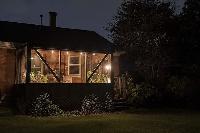 Enbrighten LED Bistro Outdoor String Lights 24ft 12 Shatter Resistant Lifetime Bulbs 2200K Warm White Weather Resistant Indoor/Outdoor Commercial Grade Perfect for Backyard Porch Patio 38356