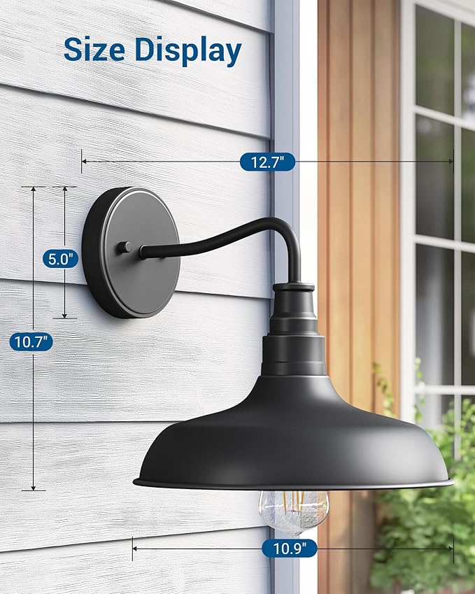 DEWENWILS 2 Pack Outdoor Wall Light Gooseneck Barn Light Fixture Black Matte Wall Mount Lantern Farmhouse Outside Wall Sconce Exterior Porch Light for House Frontdoor Entryway Garage