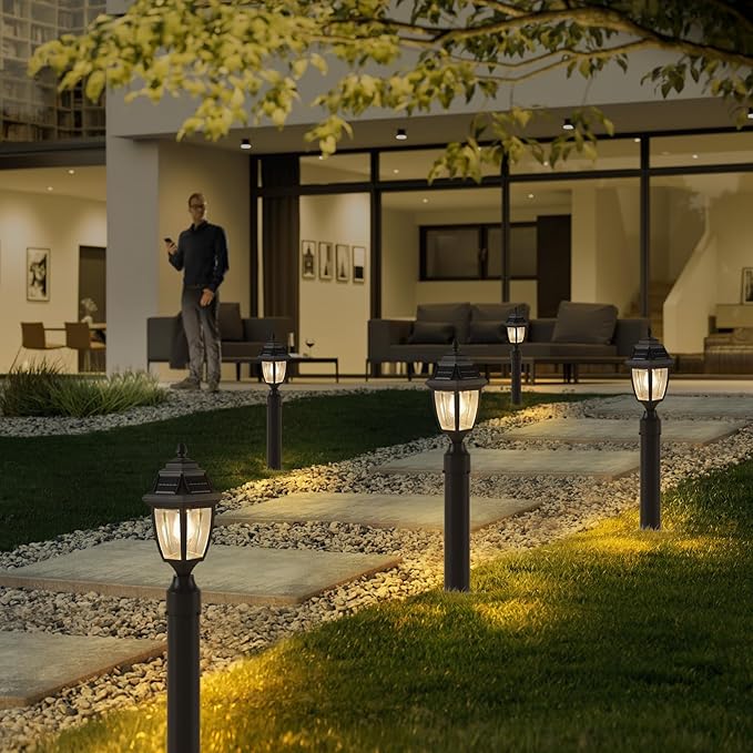 Solar Post Lights 2 Pack Motion Sensor Post Lantern Without Pier Mount Base Waterproof Solar Powered Pole Light Fixture for Patio Yard Garden
