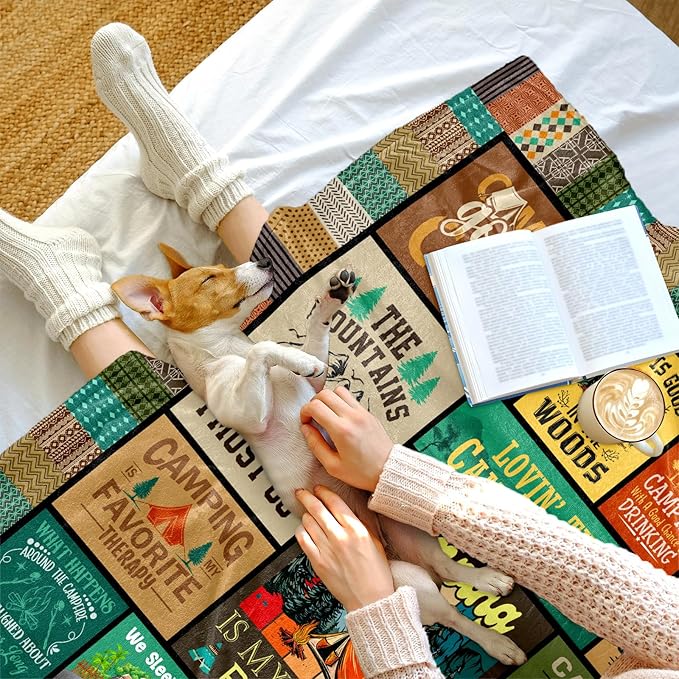 Camping Gifts for Women Camping Blanket 60x50 Camping Gifts for Men Camper Gift for Couples Woman Lovers Girls Boys Camper Gift Ideas for Birthday Christmas