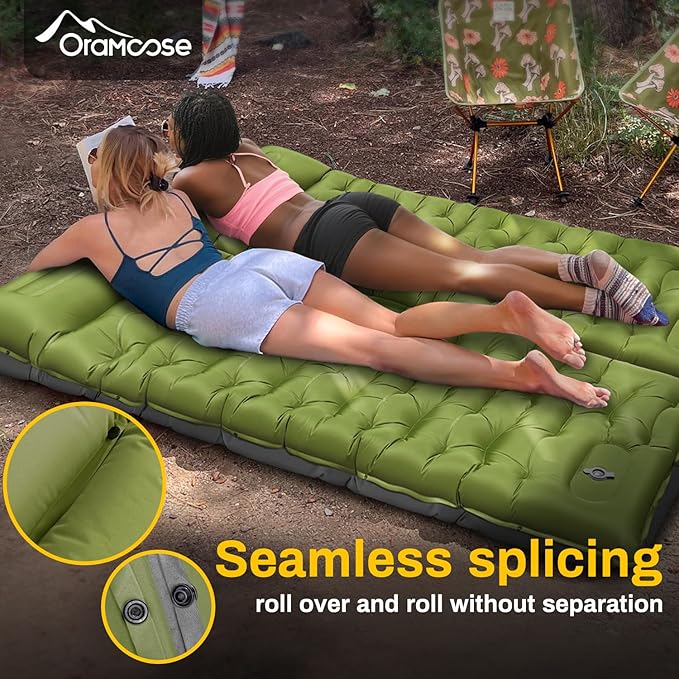 Camping Sleeping Pad Extra Thick 6 Inch Inflatable Camping Mat with Pillow Built-in Foot Pump Sleeping Pad for Camping Ultralight Self Inflating Campings Pad for Tent Backpacking Hiking Camp Gear