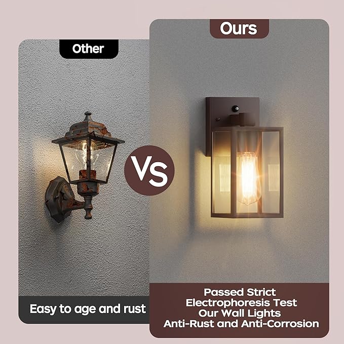 WIHTU Oil Rubbed Bronze Dusk to Dawn Porch Lights Fixtures - Outdoor Exterior Sensor Wall Sconce Lamp Waterproof Wall Lantern Anti Rust Coach Lights for Doorway Garage