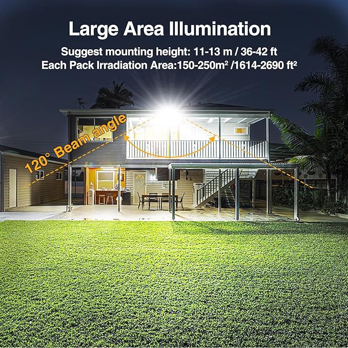 Onforu 200W LED Flood Lights Outdoor 18000LM Bright Security Light IP66 Waterproof Outdoor LED Lights 6500K Daylight White Floodlight for Garage Yard Garden Stadium Playground Arena(2 Pack)