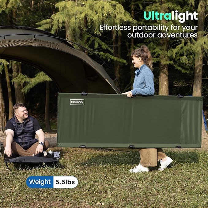 Portable Camping Cot Sleeping Cots for Adults Ultralight Backpacking Cot Compact Collapsible Easy Set-Up Supports 500lbs Portable Camp Cot for Adults Camping Outdoors and Home Green