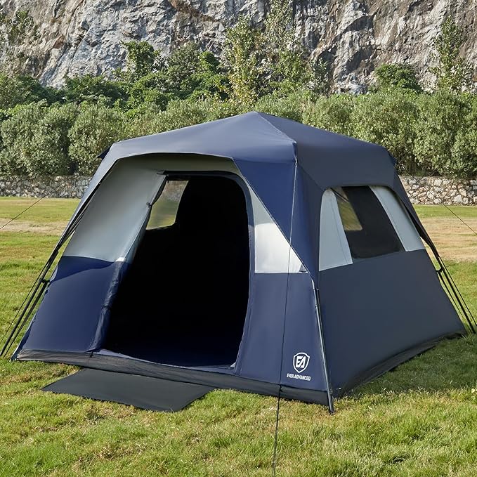 EVER ADVANCED 6 Person Camping Tent Blackout Design Tent for Camping Instant Cabin Tents for Family with Rainfly 60s Easy Setup Water-Resistant