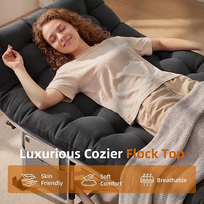 Camping Cot for Adults 2 Pack Heavy Duty Folding Sleeping Cots with Carry Bag Portable Camp Bed with Double Layer 1200D Oxford Fabric &amp Mattress Travel Cot for Camping Beach Patio Home Offic