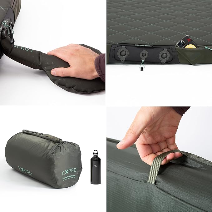 Exped LuxeMat Duo LW+ - Self Inflating Luxury Sleeping Mat 4” Foam Pad Pump Included