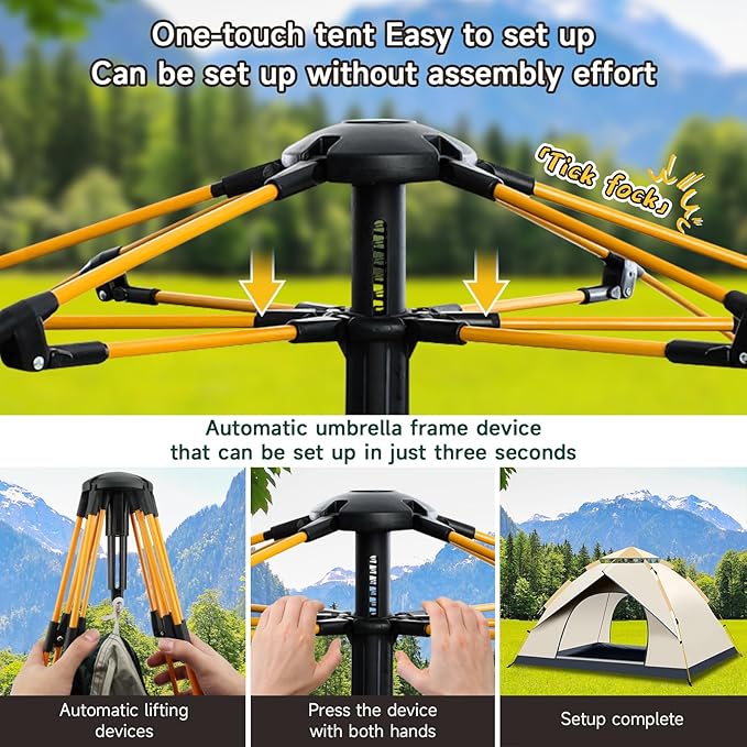 SAN LIKE Camping Tent 2/3/4 Person Instant Easy Pop Up Tents for Camping Lightweight Backpacking Automatic Family Easy Set Up TentPortable Dome Tent for Camping Hiking Traveling