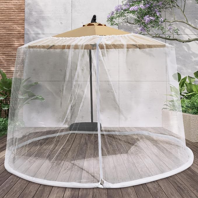 Mosquito Net for Patio with Zipper Door and Water Tube Suitable for Outdoor Patio Camping Umbrella 7.5-1 1FTJVLJVL (white)