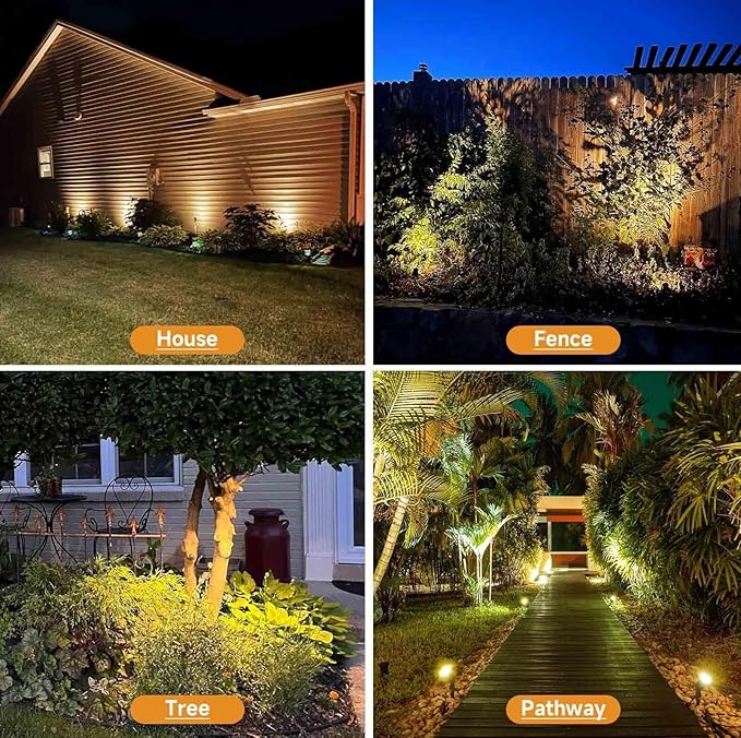 Christmas RGB and Warm White Spotlights with Timer 10W RGBW LED Halloween Spot Lights Outdoor IP65 Waterproof Landscape Spotlight for Yard Garden 2 Lights