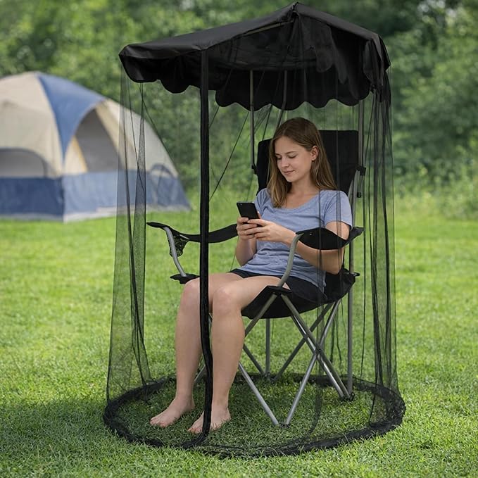 2 Pcs Canopy Chair Mosquito Net Mosquito Mesh Chair Net with Waterproof Roof and Zipper OpeningMosquito Net Chairs Cover for Outdoor Hiking Hunting Fishing Camping Excluding Chairs