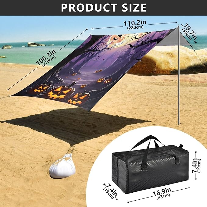 Beach Tent Sun Shelter Halloween Weird Tree Stump Lightweight &amp Easy Setup Beach Shade Canopy for Camping Fishing
