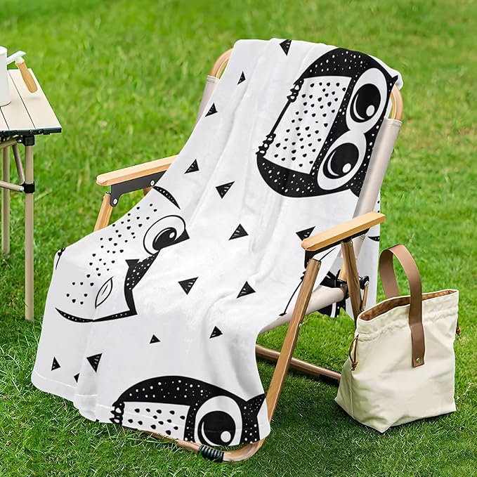 Throw Blanket For Bed Animal Owl Simple Line Art Cartoon Style Blanket Throws 50x70